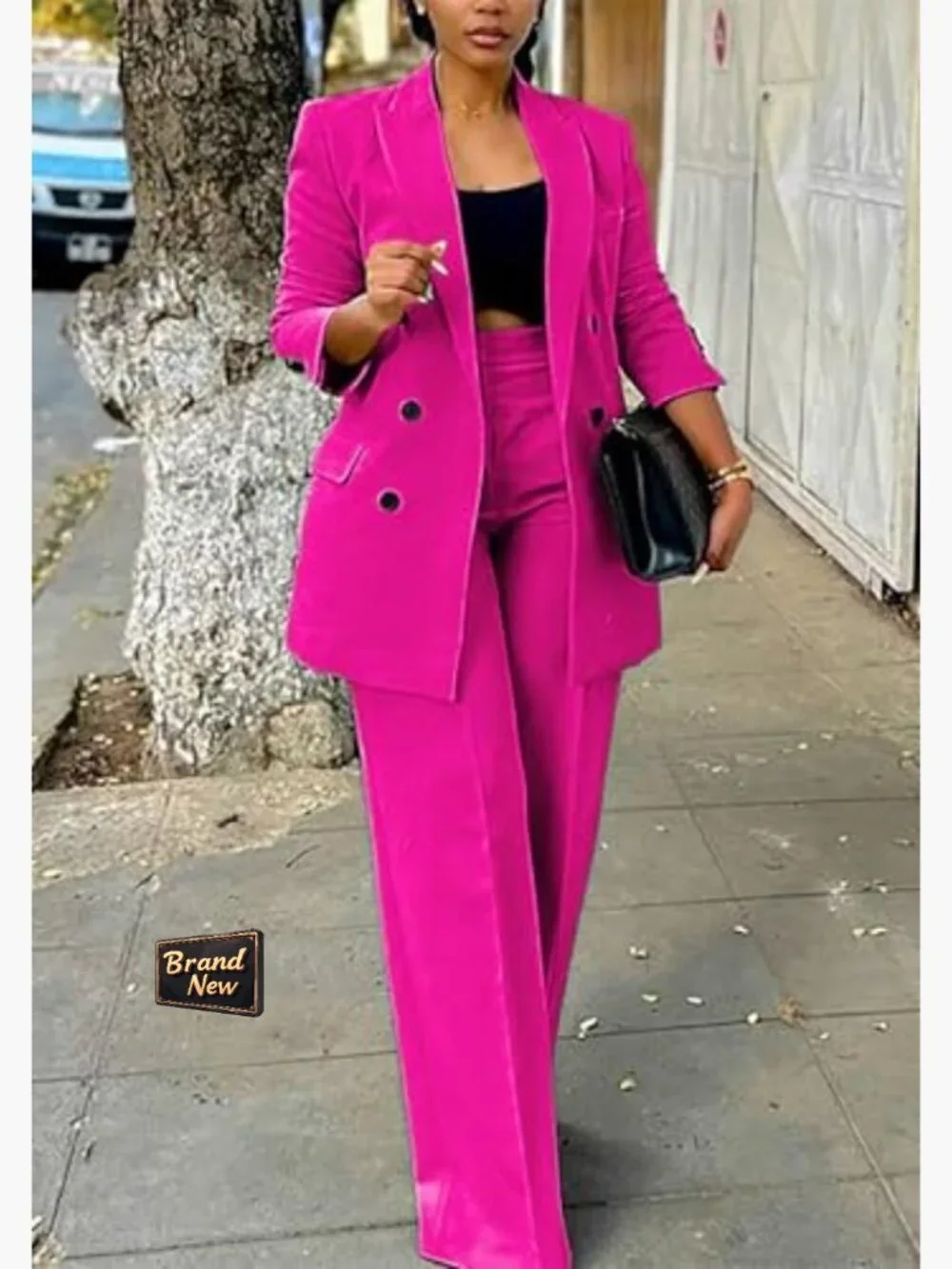 Business Casual Suit Set Blazer and Straight Leg Pants